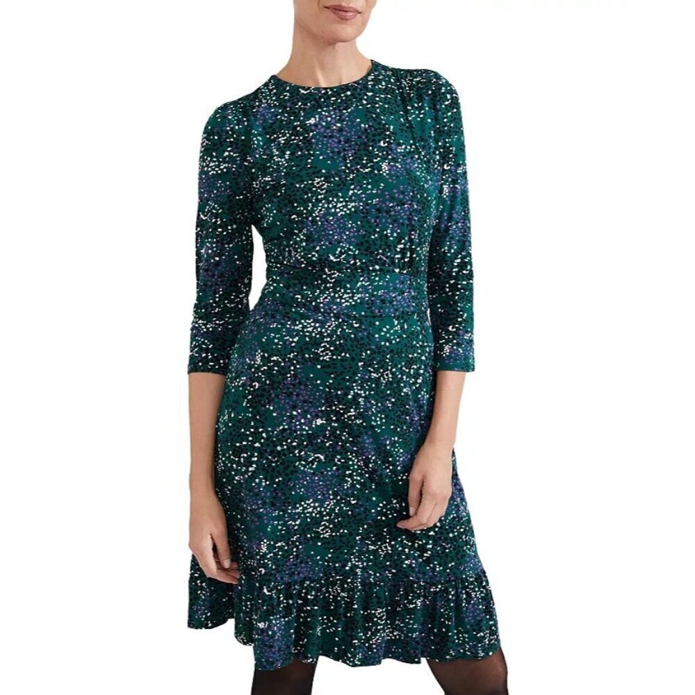 HOBBS LONDON Ami Printed Ruffled Hem Dress 12